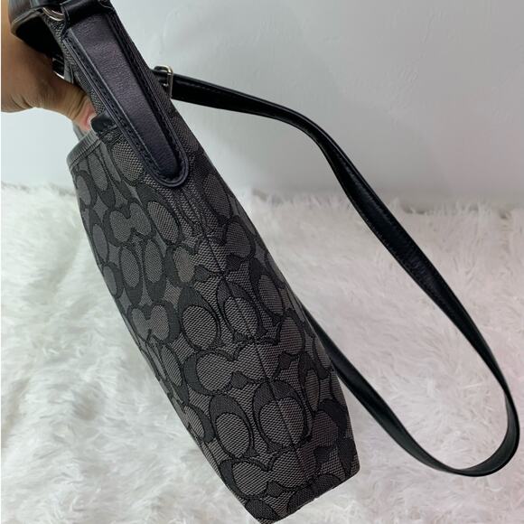 COACH Black and Gray Signature Jacquard Canvas Crossbody - Picture 6 of 13